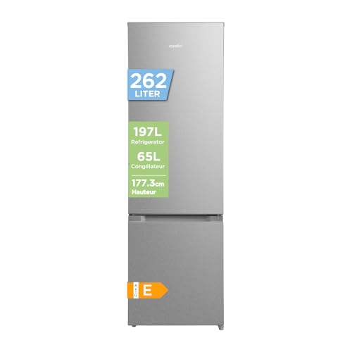 Detalle de Comfee' 262L – Réfrigérateur-congélateur 197L+65L en Acier Inoxydable, silence et rangement optimisé