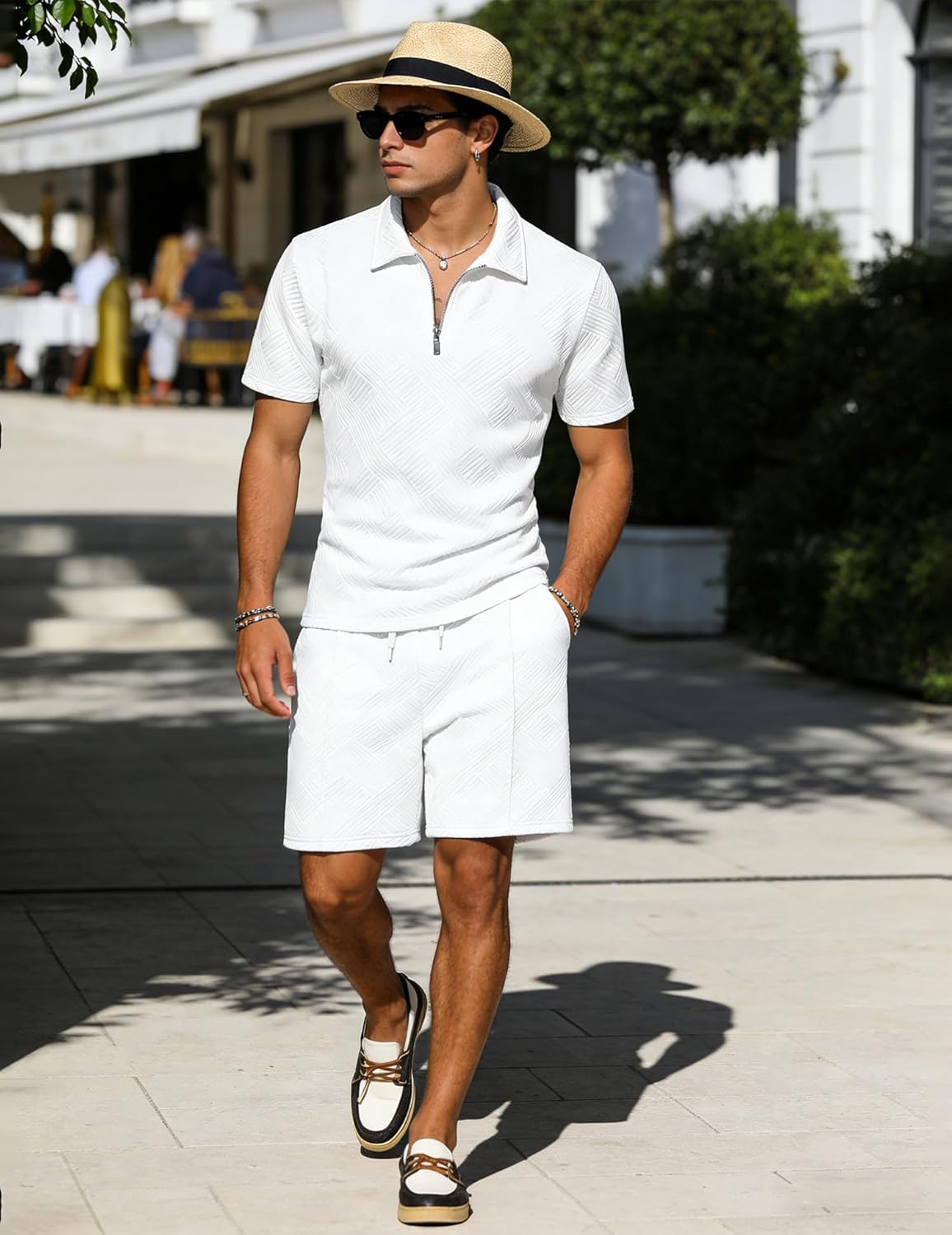 Thumbnail 1 de UOUA Men's Summer Track Suits 2-Piece Short Sets with 1/4 Zip Polo – Loungewear to Go