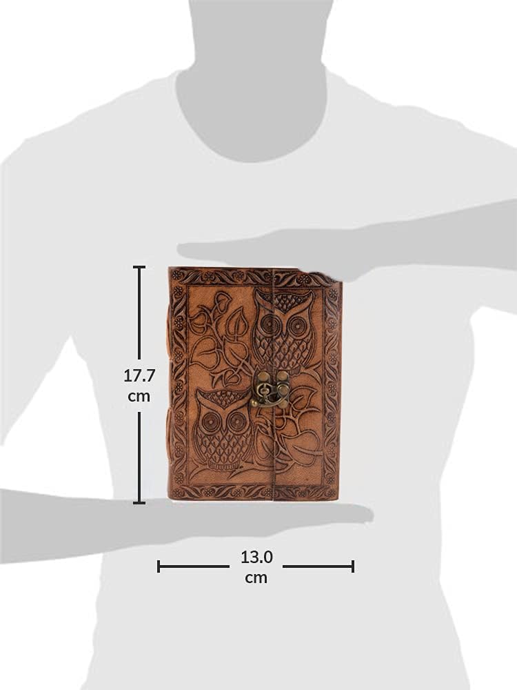 Detalle de Creative Leather Art Owl Leather Journal, 7 x 5 Inches