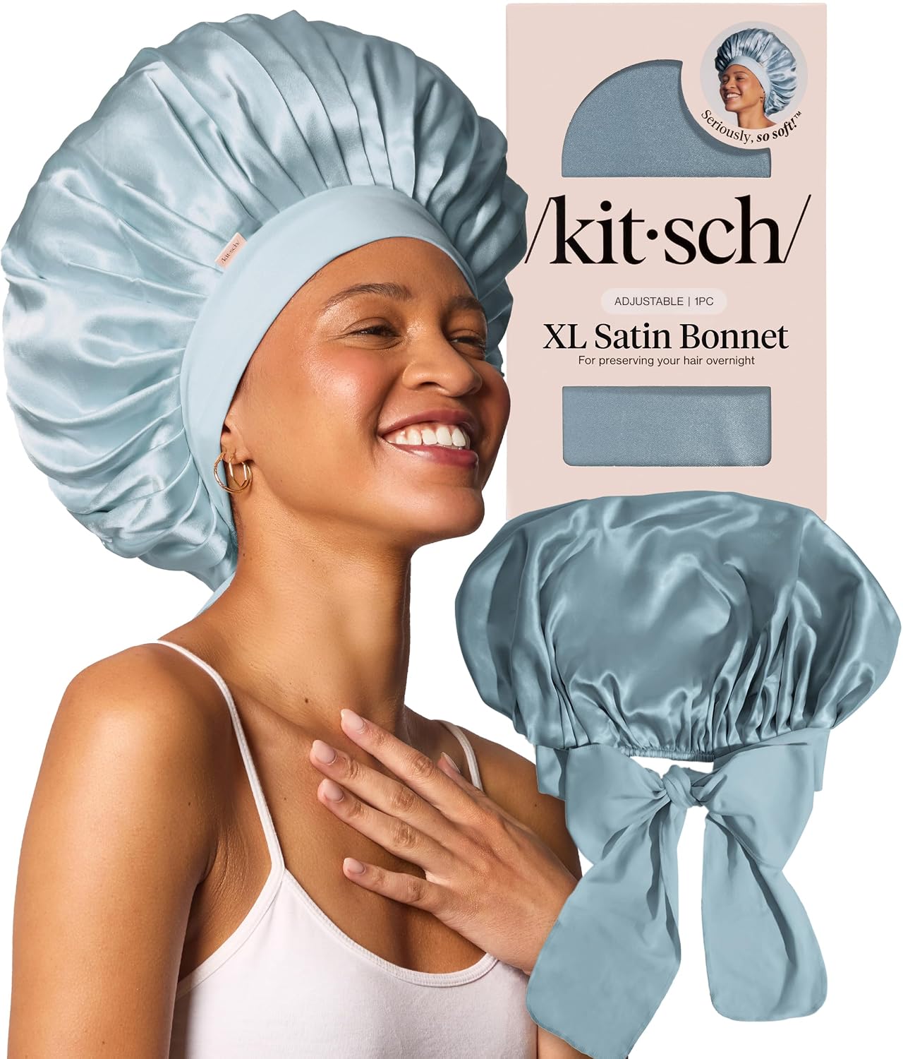 Detalle de Kitsch XL Satin Bonnet Adjustable Fit Extra Large 💤