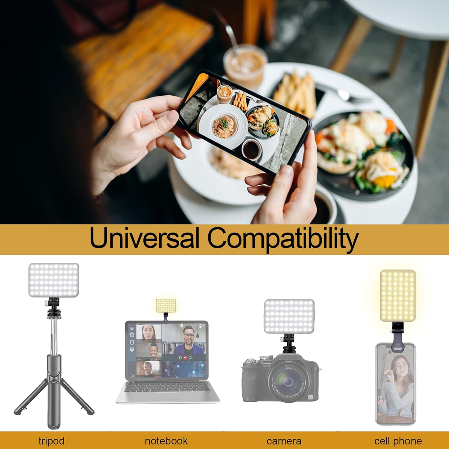 Detalle de 60 LEDs Selfie Light with 3 Lighting Modes, Rechargeable Clip-on Phone/Laptop Light (CRI 95+)