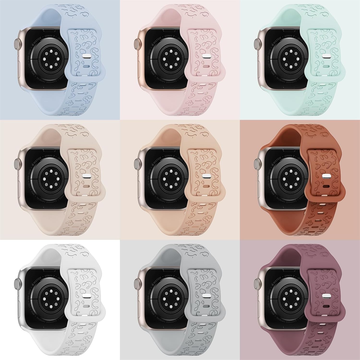 Thumbnail 4 de Tuocal 3-pack leopard print silicone watch straps for Apple Watch (38mm/40mm/41mm)