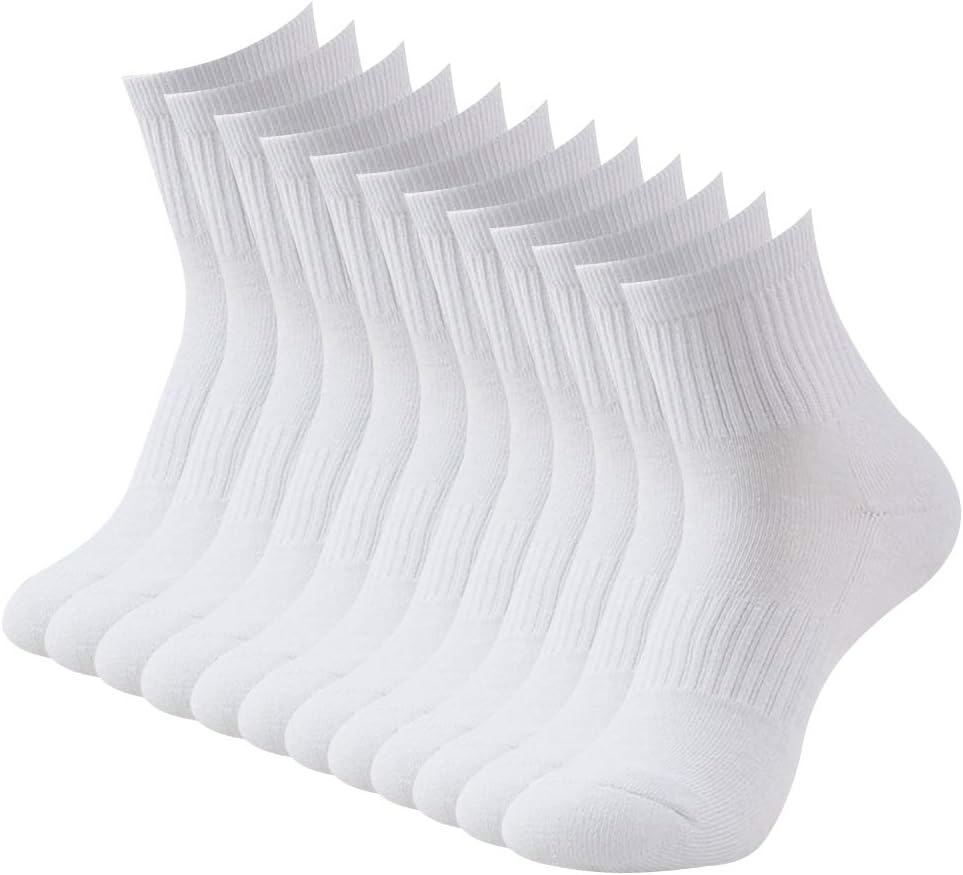 Detalle de BONANGEL Men's White Ankle Quarter Socks with Cushioned Cotton – 6 Pairs
