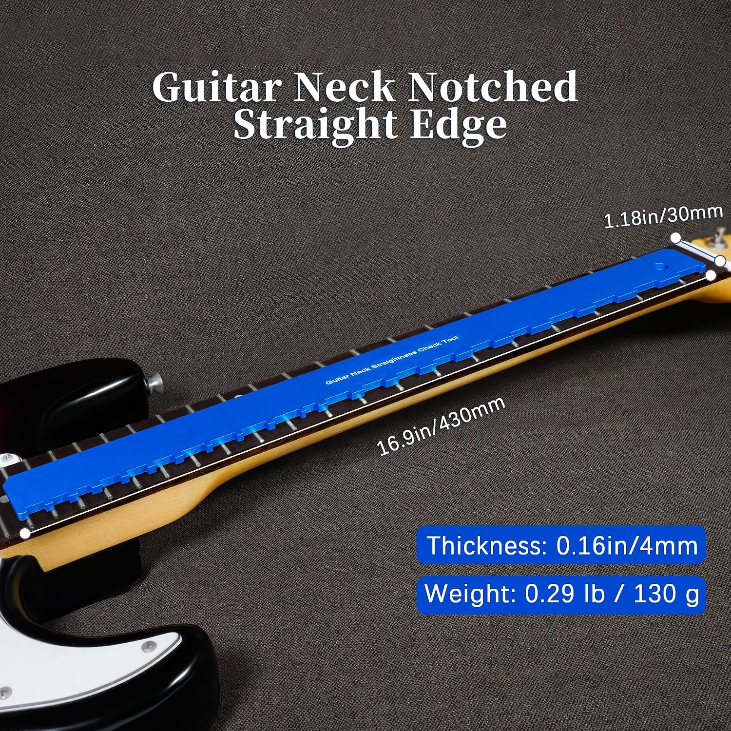 Detalle de Hinfudor Guitar Fret Leveling Kit with 16-Inch Beam, Notched Straightedge & Gauge