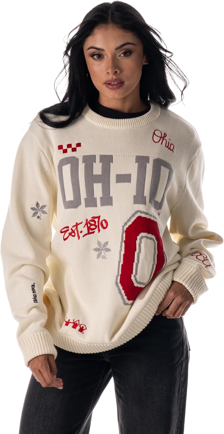 Detalle de The Wild Collective Unisex Ohio State All Over Jacquard Sweater