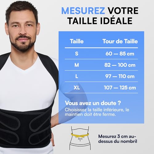 Detalle de POSTURALIS Correcteur de Posture – Ceinture Dorsale/Lombaire avec 2 Supports d'Épaules (M)