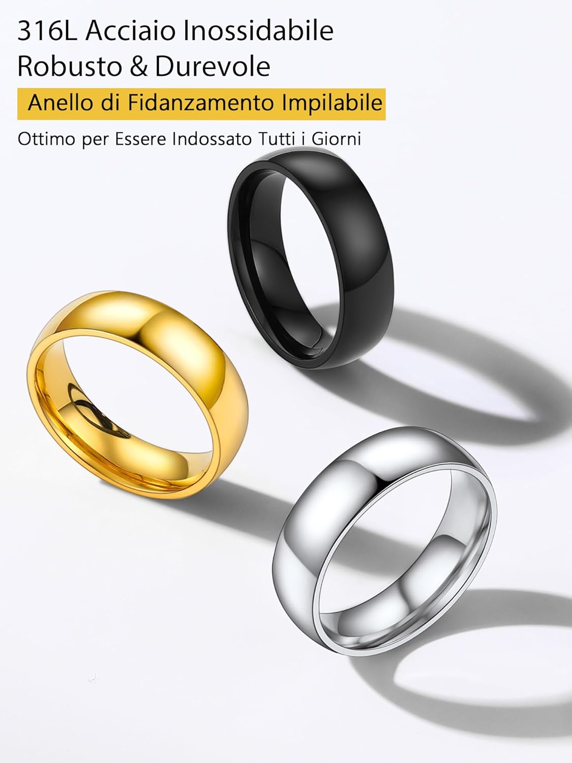 Thumbnail 6 de PROSTEEL Anello unisex Incisione Personalizzabile in Acciaio Inossidabile 316L placcato oro 18K o nero – Confezione regalo
