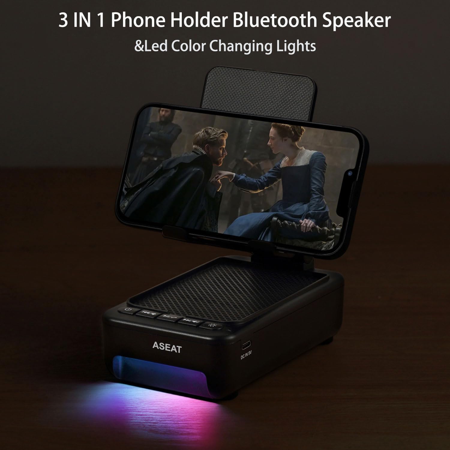 Thumbnail 1 de ASEAT Gifts for Men Him Cell Phone Stand with Bluetooth Speaker & Color-Changing LED Light