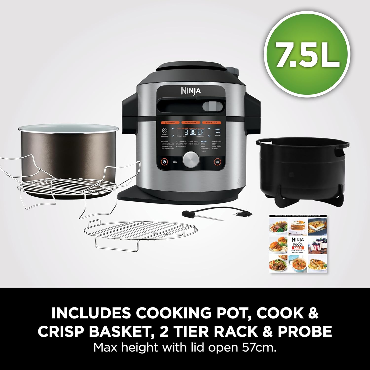 Thumbnail 3 de Ninja Foodi MAX 15-in-1 SmartLid Multi-Cooker OL750UK with Digital Cooking Probe (7.5L)