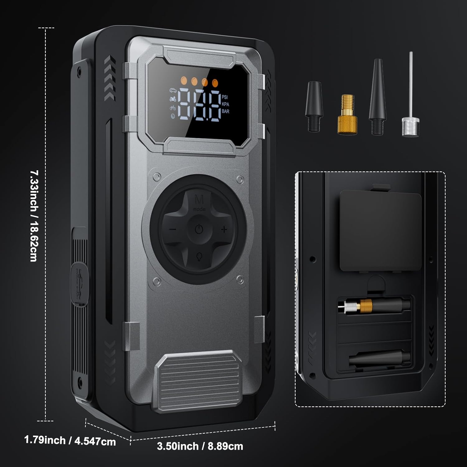 Thumbnail 6 de Dyeetic Booster Batterie Voiture 12 V avec compresseur à air 6000 A, écran LCD