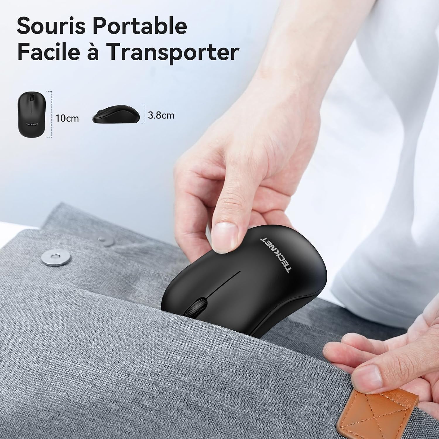 Detalle de TECKNET Souris sans Fil 3200 DPI — Silencieuse, Ambidextre et Ultra-Compacte