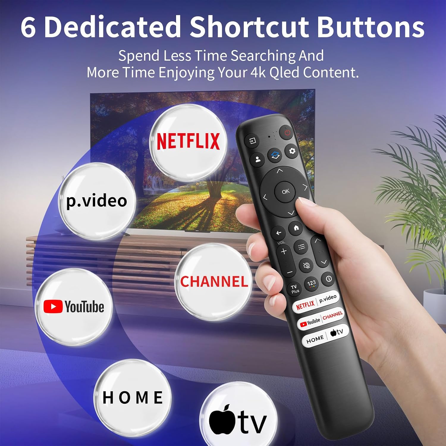 Detalle de (Pack of 2) Replacement-for-TCL-Google-TV-Remote-Control — Universal Remote for TCL Smart UHD HDR LED Mini QLED 4K Google TVs