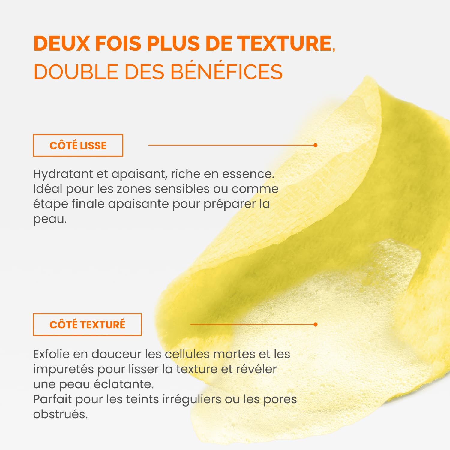 Detalle de PLANTIFIQUE Disques Nettoyants au Curcuma et Acide Kojique avec Céramides, Niacinamide et Vitamine C – 60 Disques Exfoliants Visage
