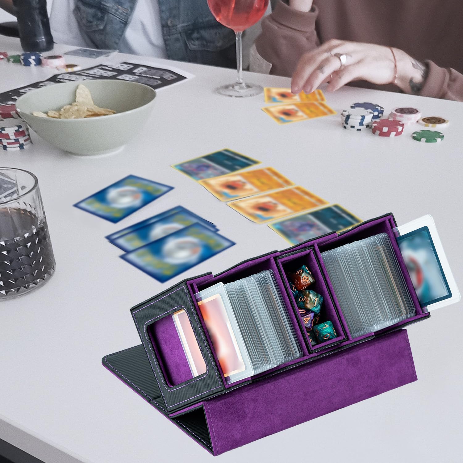 Thumbnail 6 de Tolesum Commander Deck Box: Porta Mazzo MTG 360+ carte, 3-in-1 con vetrine e cassetto dadi – Nero Viola
