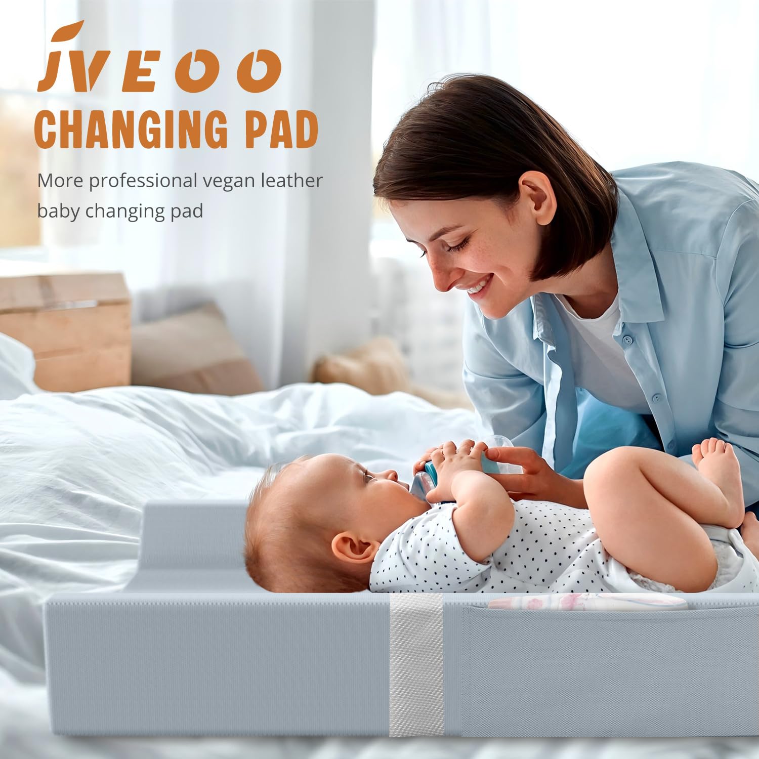 Thumbnail 5 de JVEOO Vegan Leather Baby Changing Pad, Waterproof, Wipeable, 31.5-Inch