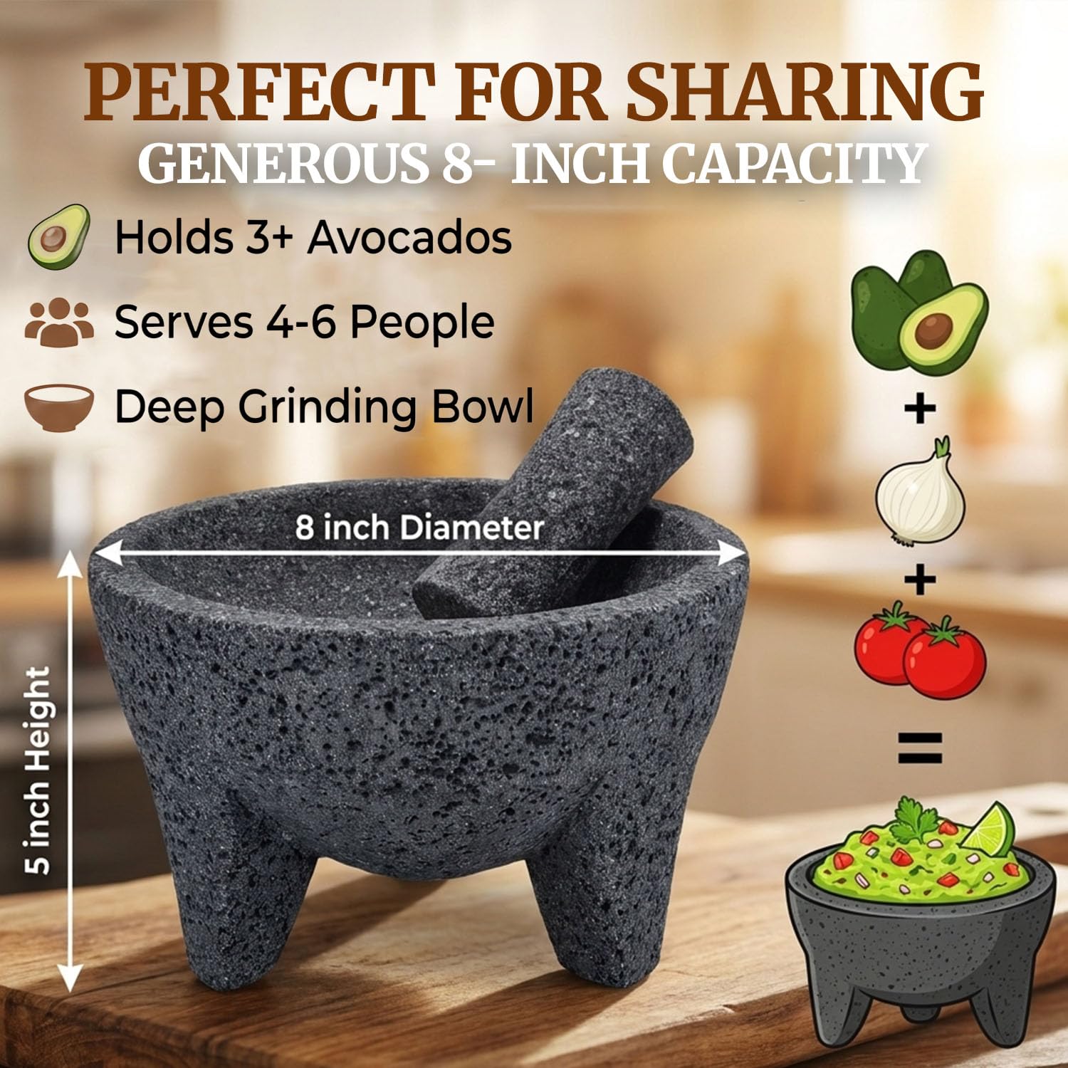 Thumbnail 5 de Molcajete Mexicano volcanic rock mortar and pestle 🍲