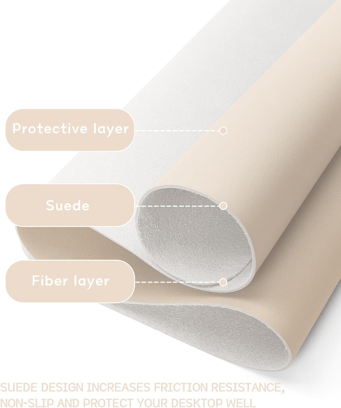 Thumbnail 2 de YSAGi Non-Slip Desk Pad: Waterproof, Ultra-Thin 90 x 43 cm Desk Protector in Beige