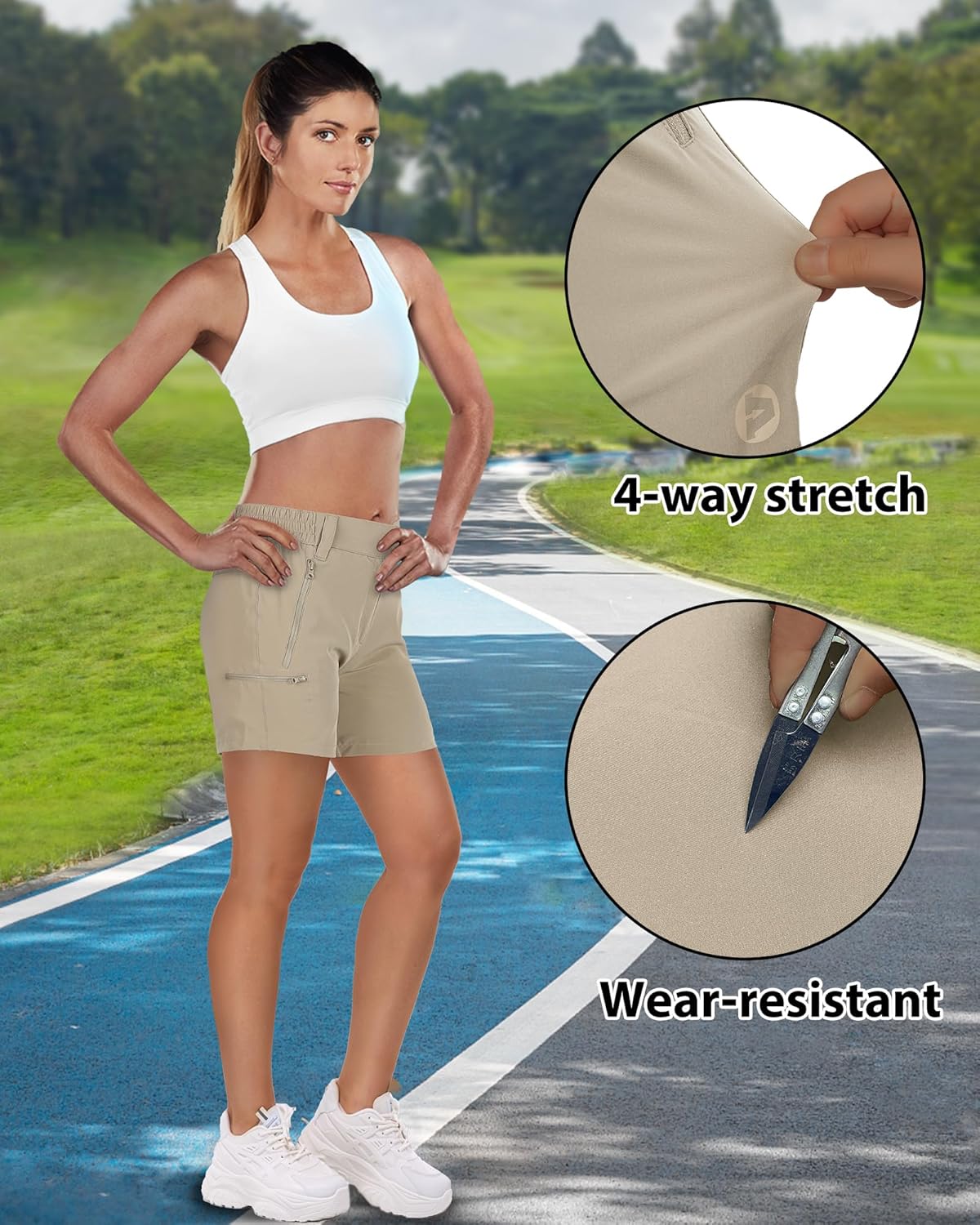 Detalle de Outdoor Ventures Women's Quick Dry Shorts UPF 50+ | Lightweight Running Shorts for Outdoor Activity