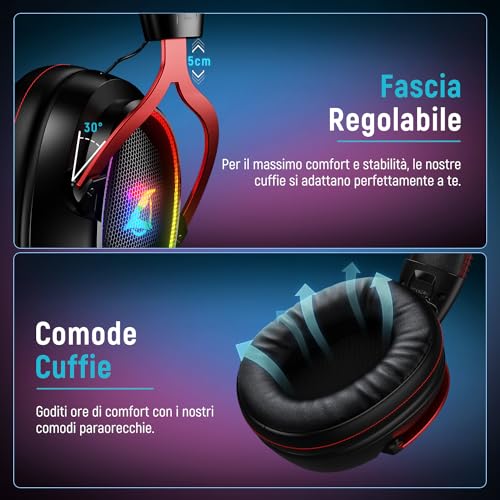 Thumbnail 6 de Cascos Gaming Inalámbricos Ozeino para PS4/PS5/PC: Sonido 7.1, 2.4 GHz y Bluetooth con 40+ horas de batería