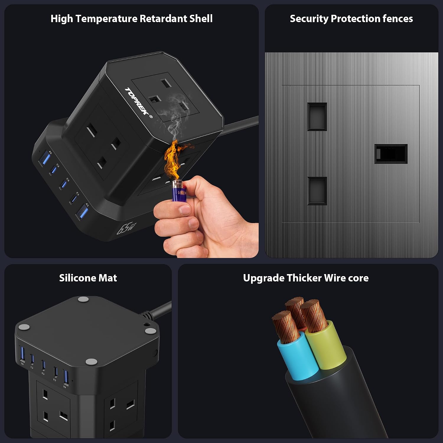 Thumbnail 6 de TOPREK 65W PD3.0 charging extension lead