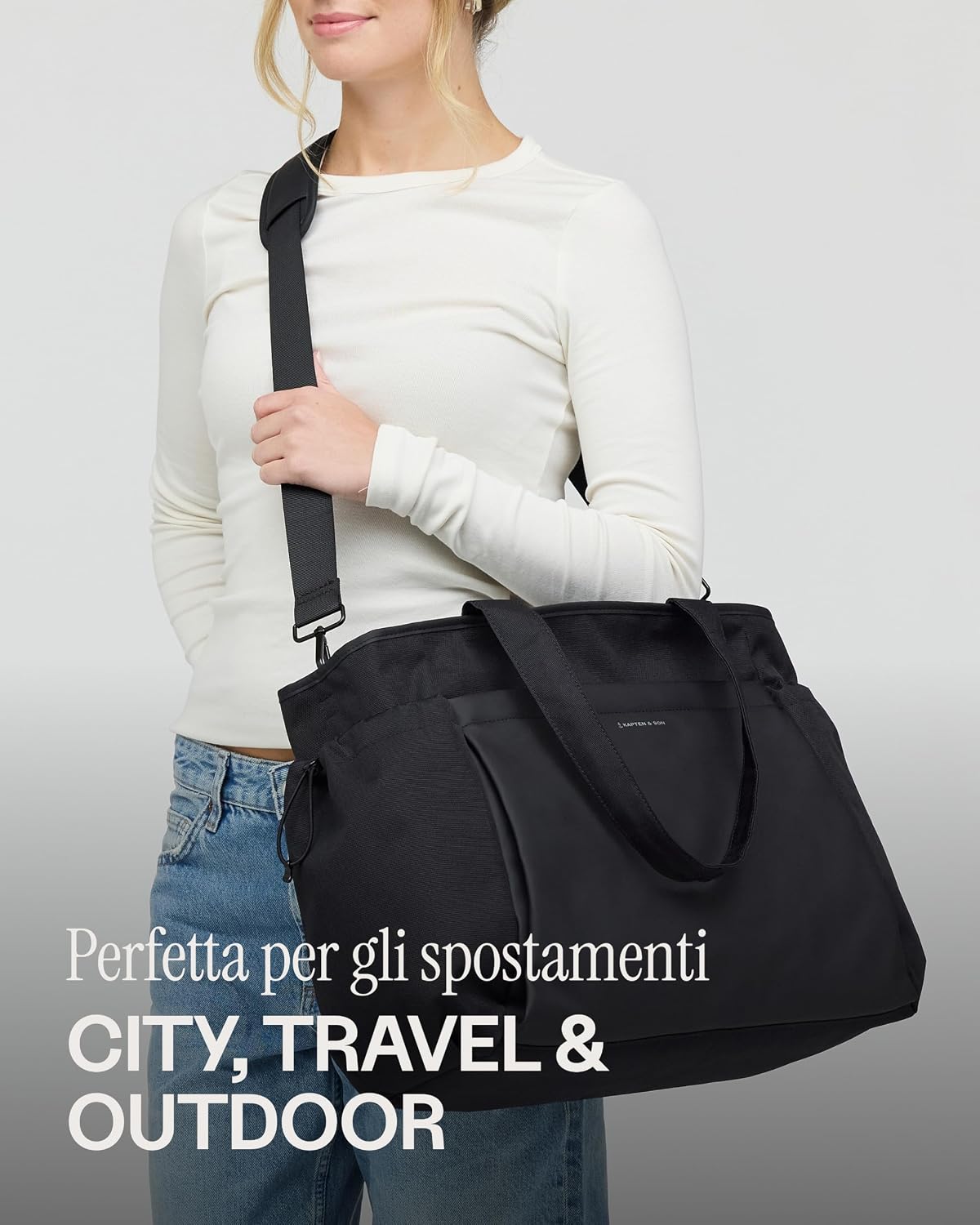 Thumbnail 1 de Kapten & Son Hellvi Shopper nero 25 L: borsa università e viaggio con compartimenti intelligenti