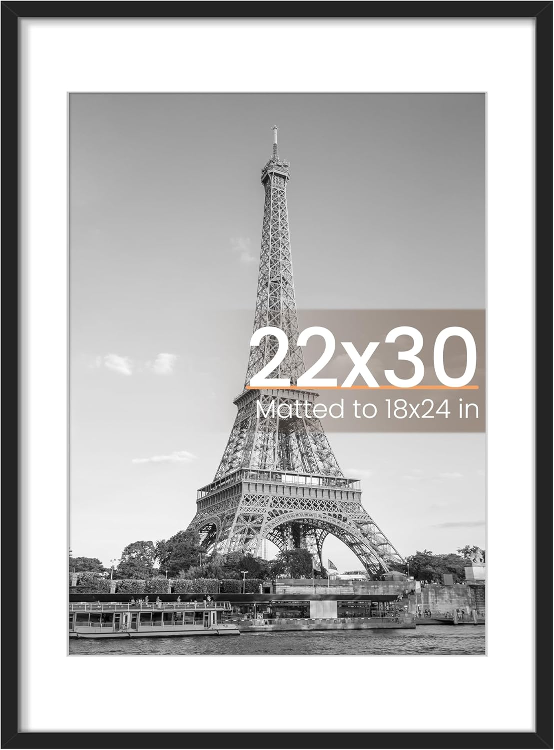 Detalle de upsimples 22x30 Picture Frame with Mat (18x24) or 22x30 Without – Black, 1 Pack
