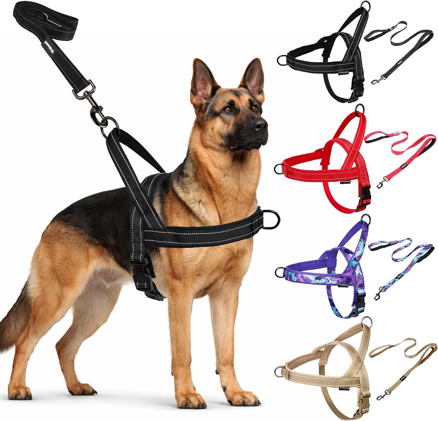Thumbnail 6 de Wuhnesd W-DHL-004BK-L No-Pull Dog Harness and 5-Foot Leash Set, Black