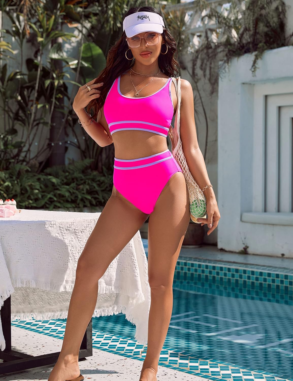 Thumbnail 4 de BMJL Women's High Waisted Bikini Sets: Sporty Color Block Two-Piece Swimwear