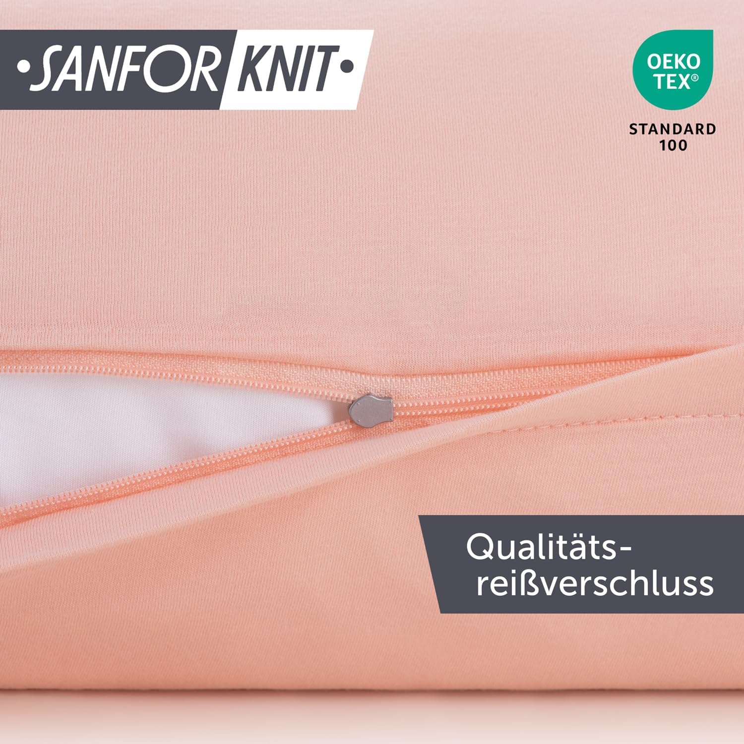 Detalle de Blumtal Kissenbezug 40x40 cm im 2er Set – Dusty Pink, 100% Baumwolle Jersey, OEKO-TEX CERTIFIED