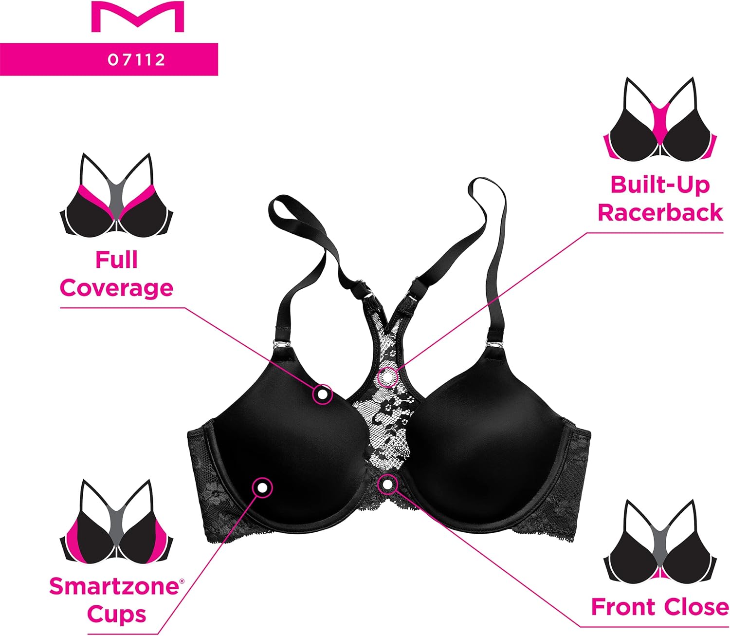 Thumbnail 3 de Maidenform Cross-Back Front-Closure Bra with Molded Cups and Underwire