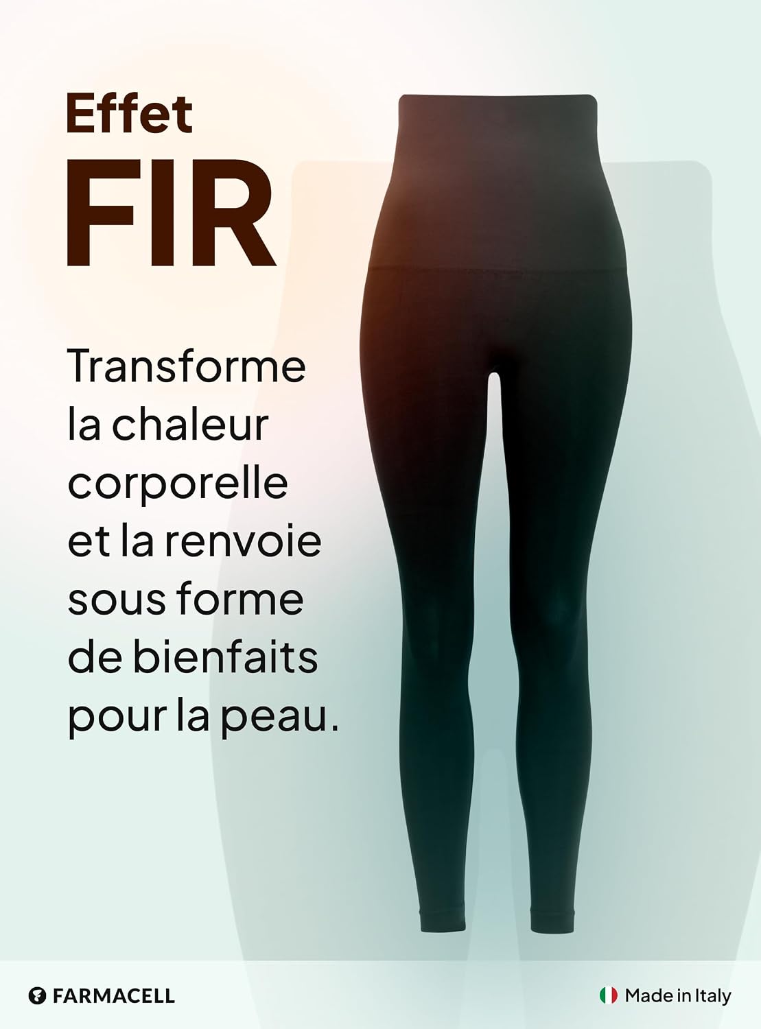 Detalle de Farmacell Legging Femme Gainant Anti-Cellulite à Effet FIR, Taille Haute Rabattable – Made in Italy, 609Y