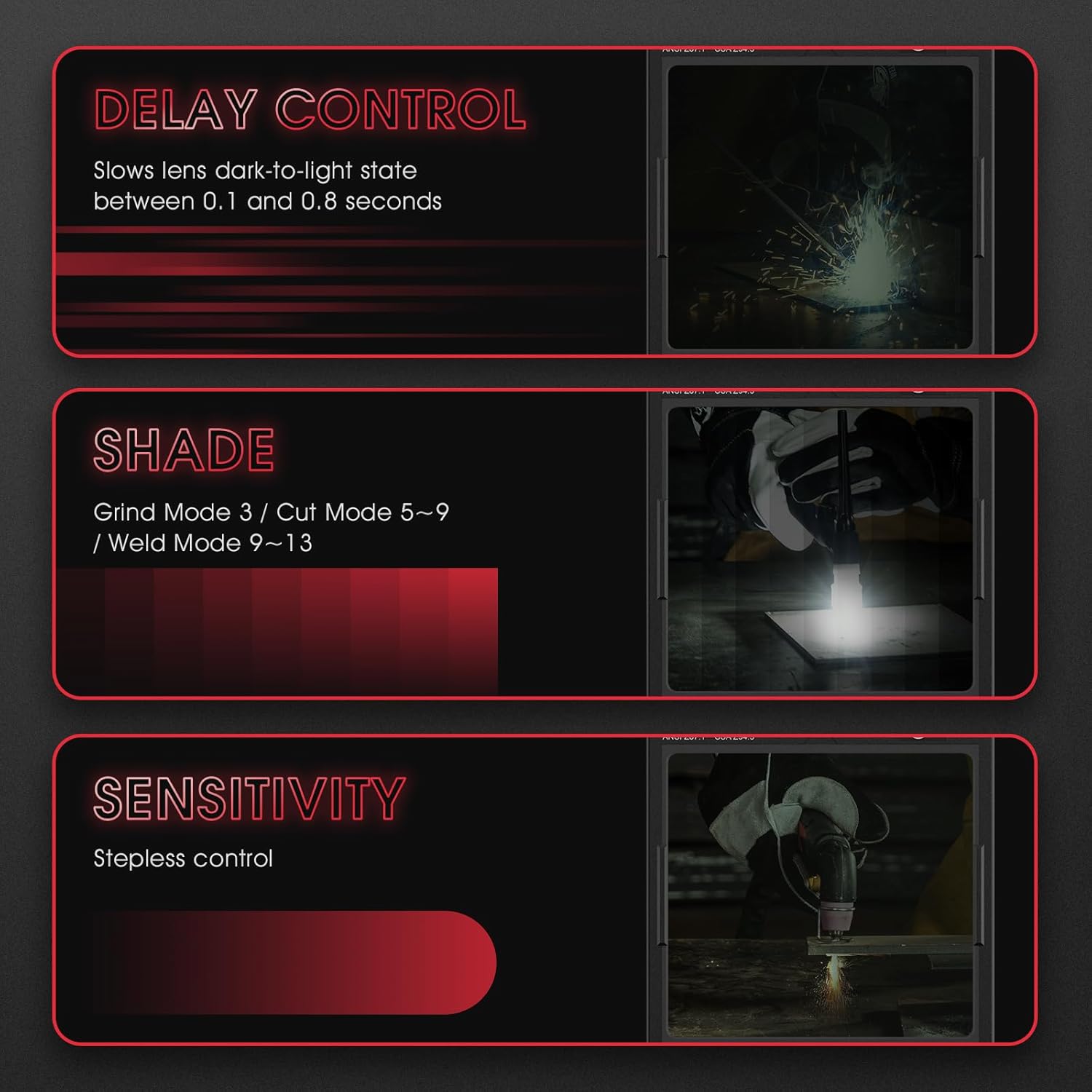 Thumbnail 6 de YESWELDER Large View Auto-Darkening Welding Helmet (Blue Light Blocking) with 4 Arc Sensors