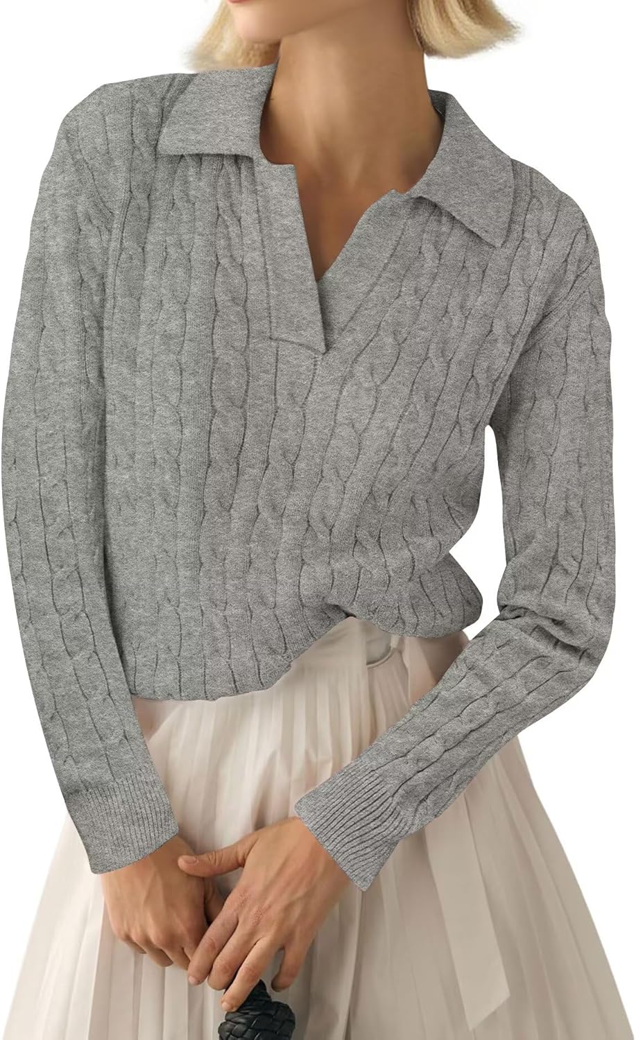 Thumbnail 5 de LACOZY Women's Fall Cable Knit V-Neck Pullover