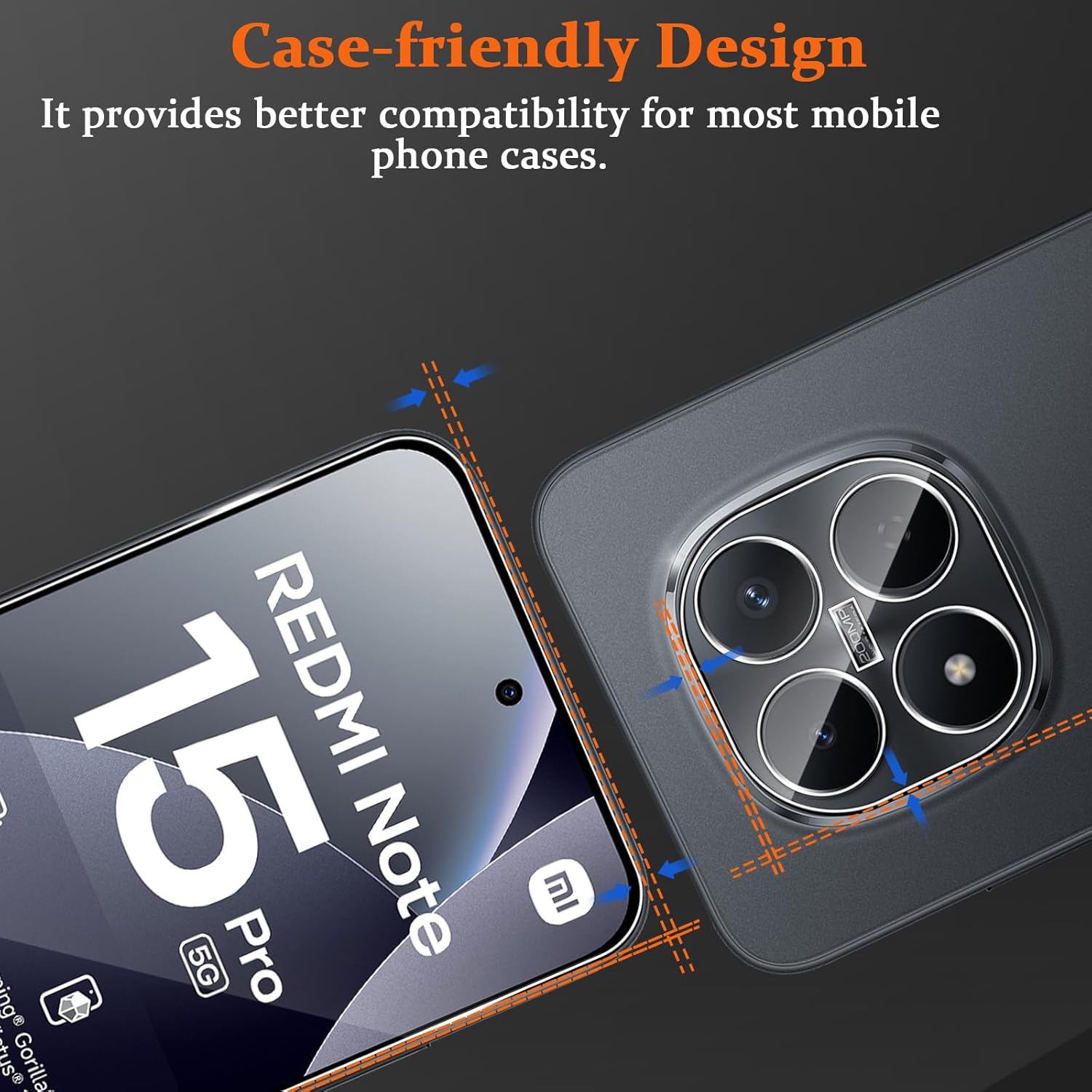 Thumbnail 5 de Vanrain Schutzfolie fürs Panzerglas für Xiaomi Redmi Note 15 Pro 5G – 2+2 Stück Schutzglas & Kameraschutz