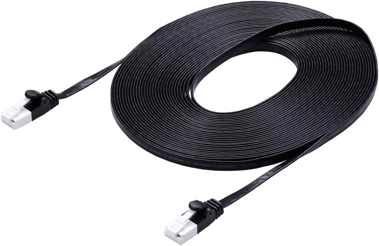 Detalle de エレコム ECLD-GFATBK100 CAT6A LANケーブル 10m フラット・爪折れ防止