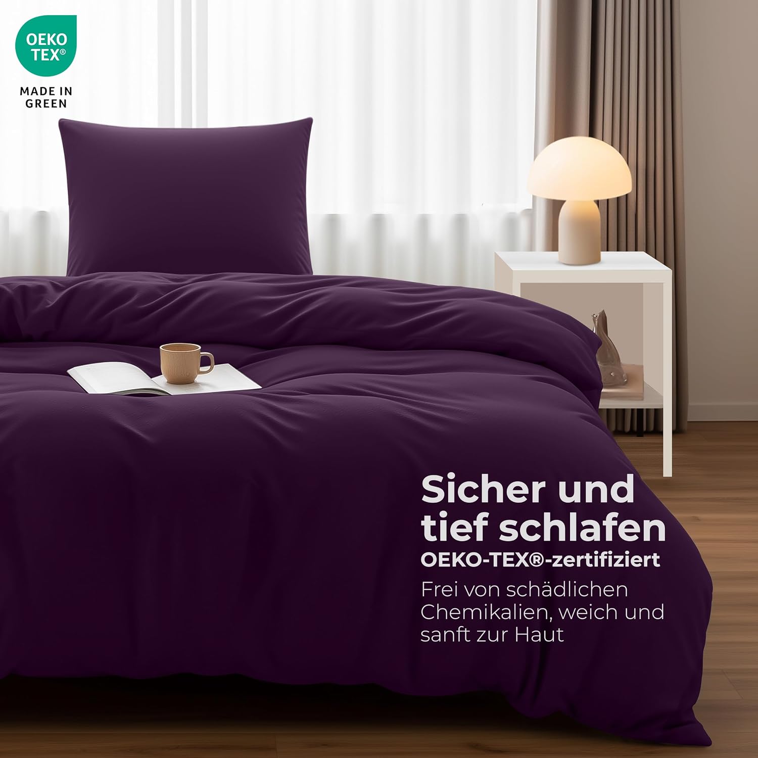 Detalle 2 de Utopia Bedding Bettwäsche-Set 135x200 cm (Mikrofaser) – Lila mit Bettbezug + Kissenbezug