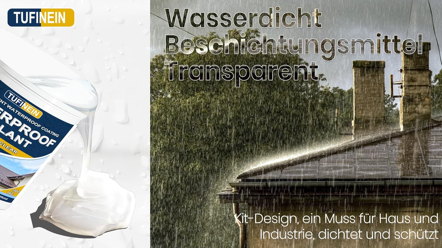 Thumbnail 6 de Transparenter Wasserdichter Beschichtungsmittel 1KG von TUFINEIN – Unsichtbare Abdichtung für Innen und Außen