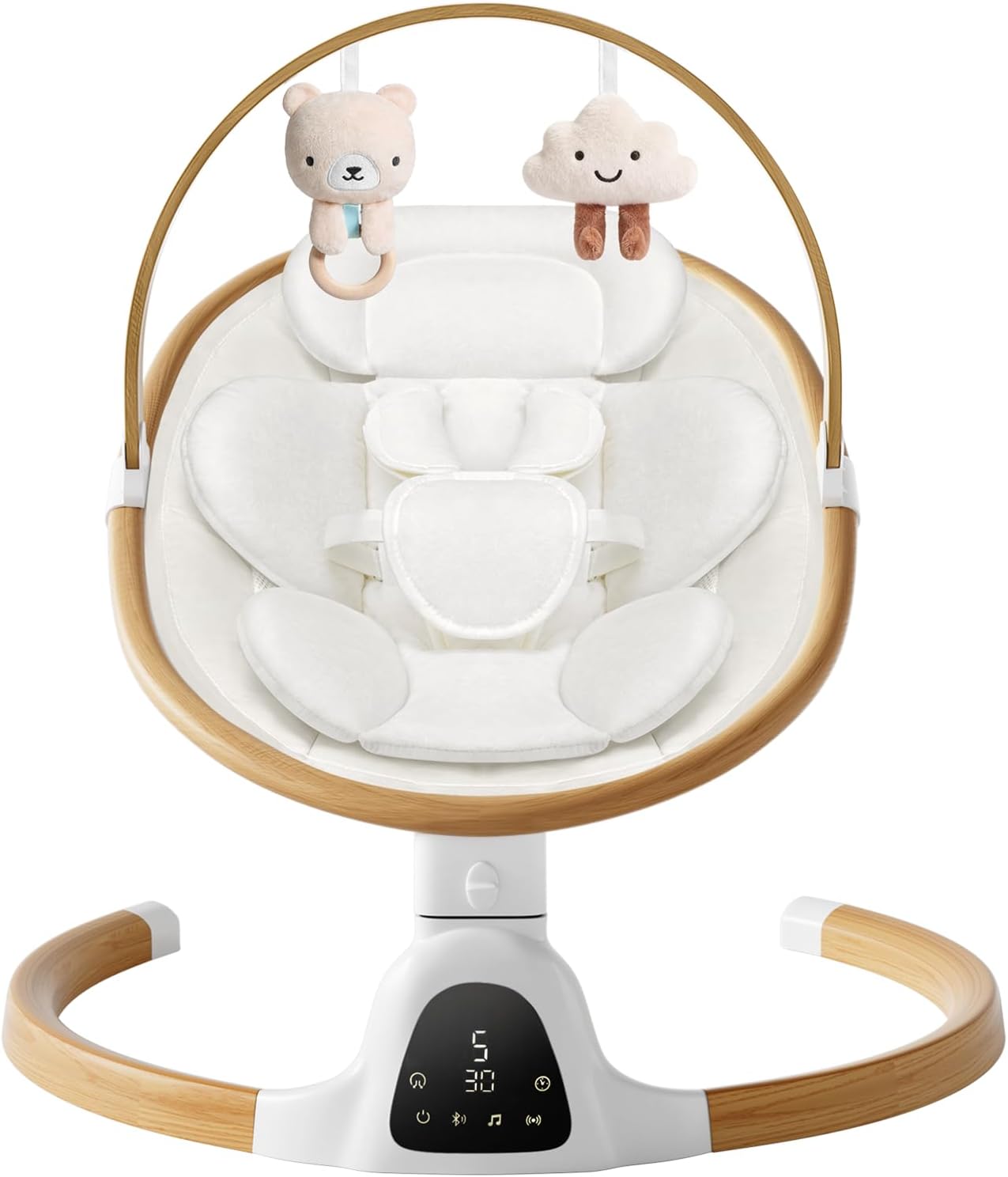 Detalle de Wnttmt Electric Baby Swing with 5 Speeds, 5-Point Harness and Bluetooth