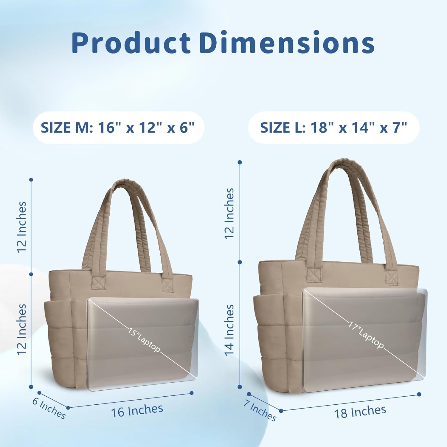 Detalle de TOPDesign Puffer Tote Bag for Women: Lightweight Quilted Work & Travel Shoulder Bag with Compartments
