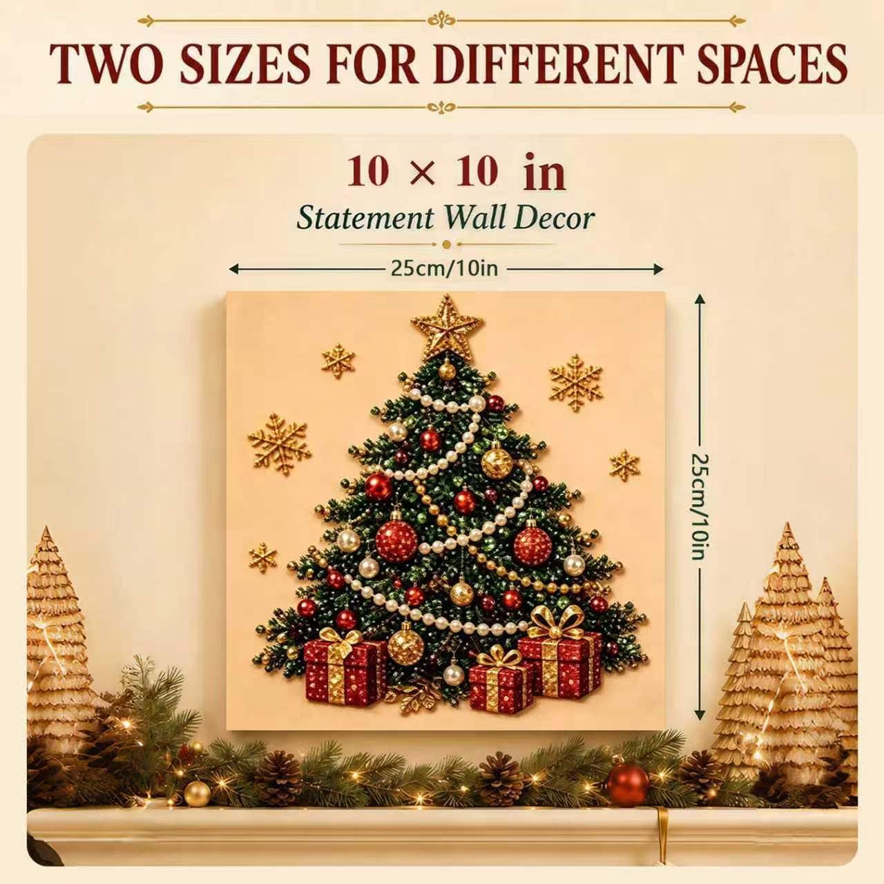 Detalle de Meothan Christmas Pearl Diamond Art Kit, Framed 10 x 10-Inch Wreath