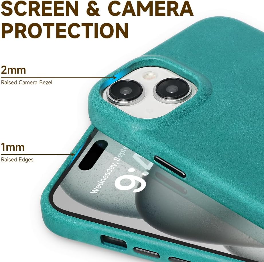 Thumbnail 3 de LUCKYCOIN Premium Genuine Leather MagSafe Case for iPhone 15 – Slim, Shockproof with Metal Buttons