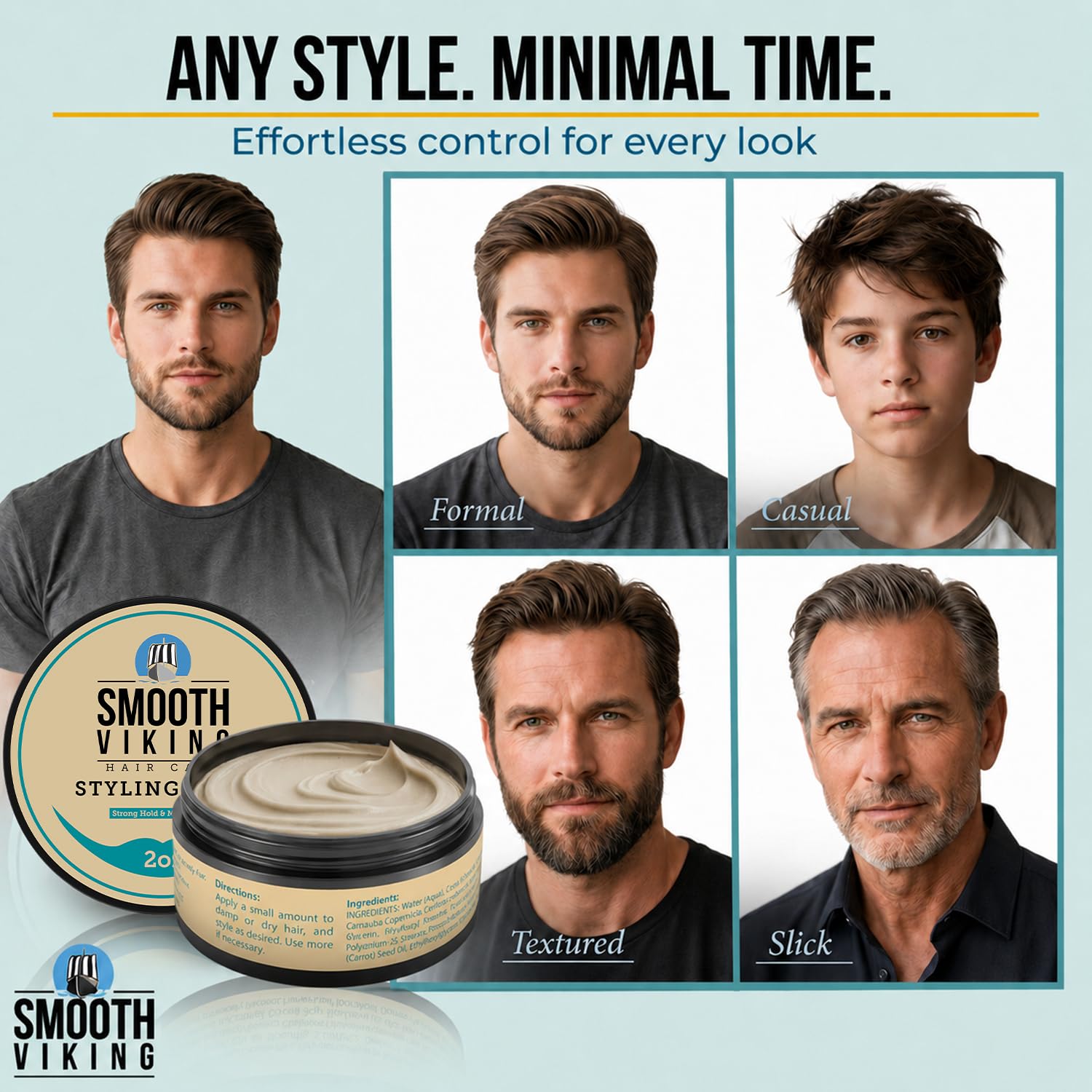 Thumbnail 3 de Smooth Viking Hair Clay for Men: Strong Hold, Matte Finish, Easy Wash Out