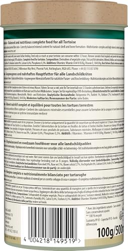 Detalle de Tetra Tortoise Nourriture Tortues Terrestres 500 ml – croissance naturelle et défense immunitaire