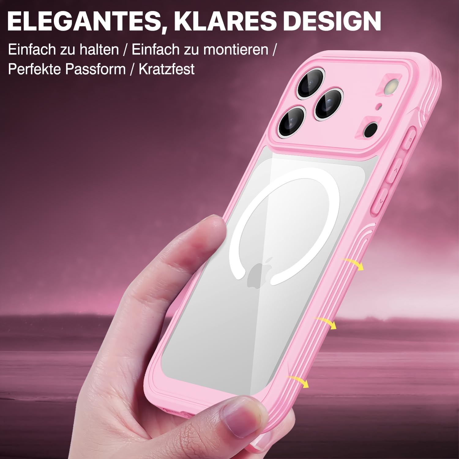 Thumbnail 6 de CENHUFO Hülle für iPhone 17 Pro – MagSafe kompatibel, 360° Schutz, 9H Displayschutz & Kameraschutz in Rosa