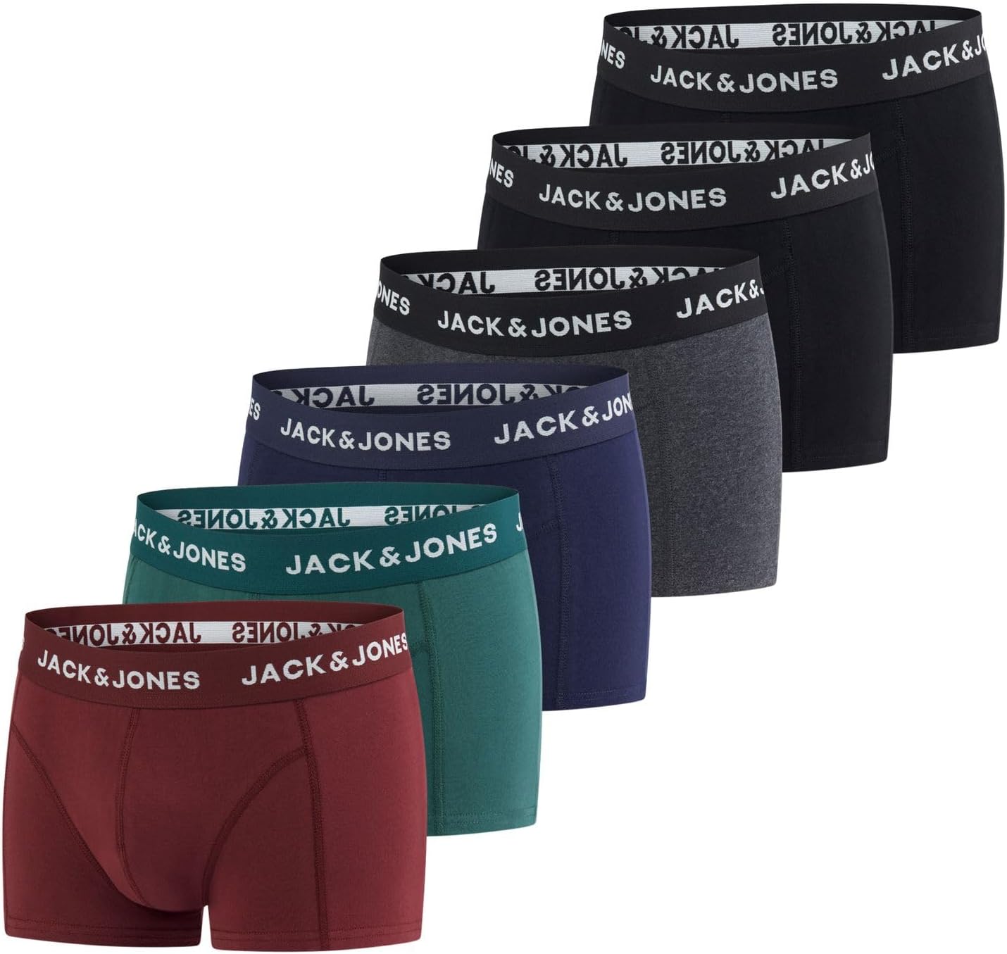 Detalle 2 de JACK & JONES Jungen Unterhosen 6er Pack Bio-Baumwolle – Größen 128–176