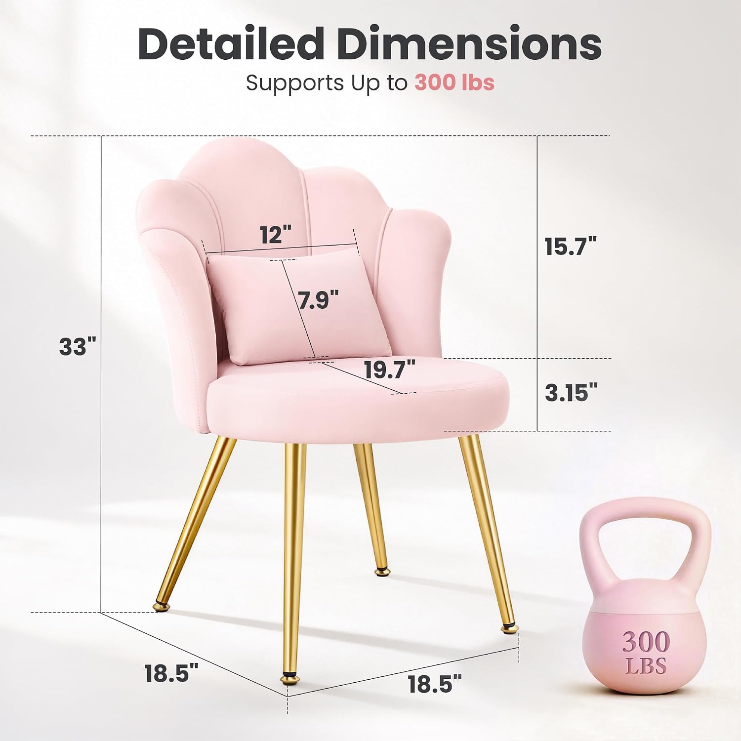 Detalle de BestGlory Vanity Chair, Velvet