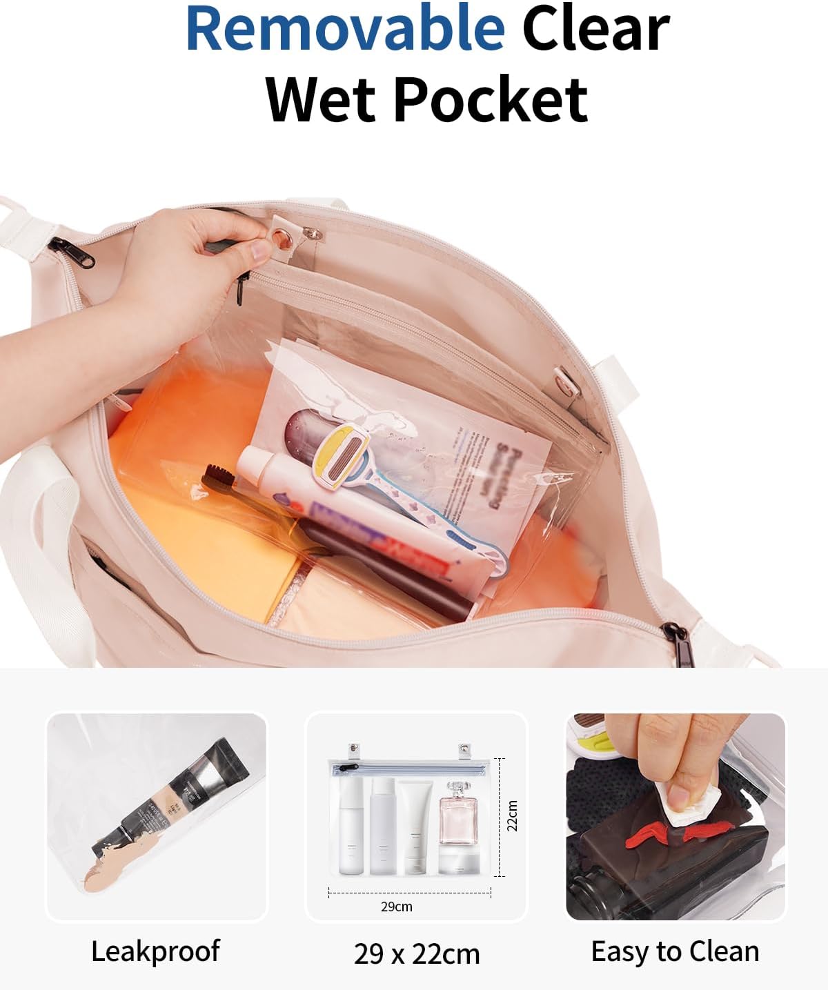 Thumbnail 2 de ECOHUB Ryanair Cabin Bag 40x20x25 — Underseat 24L, Foldable Travel Duffel with Wet Pocket, Beige
