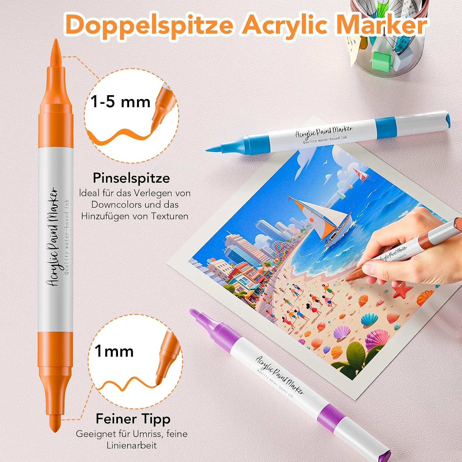 Thumbnail 2 de Kitire Acrylic Paint Pens, 48 Colors Dual Tip Acrylic Markers