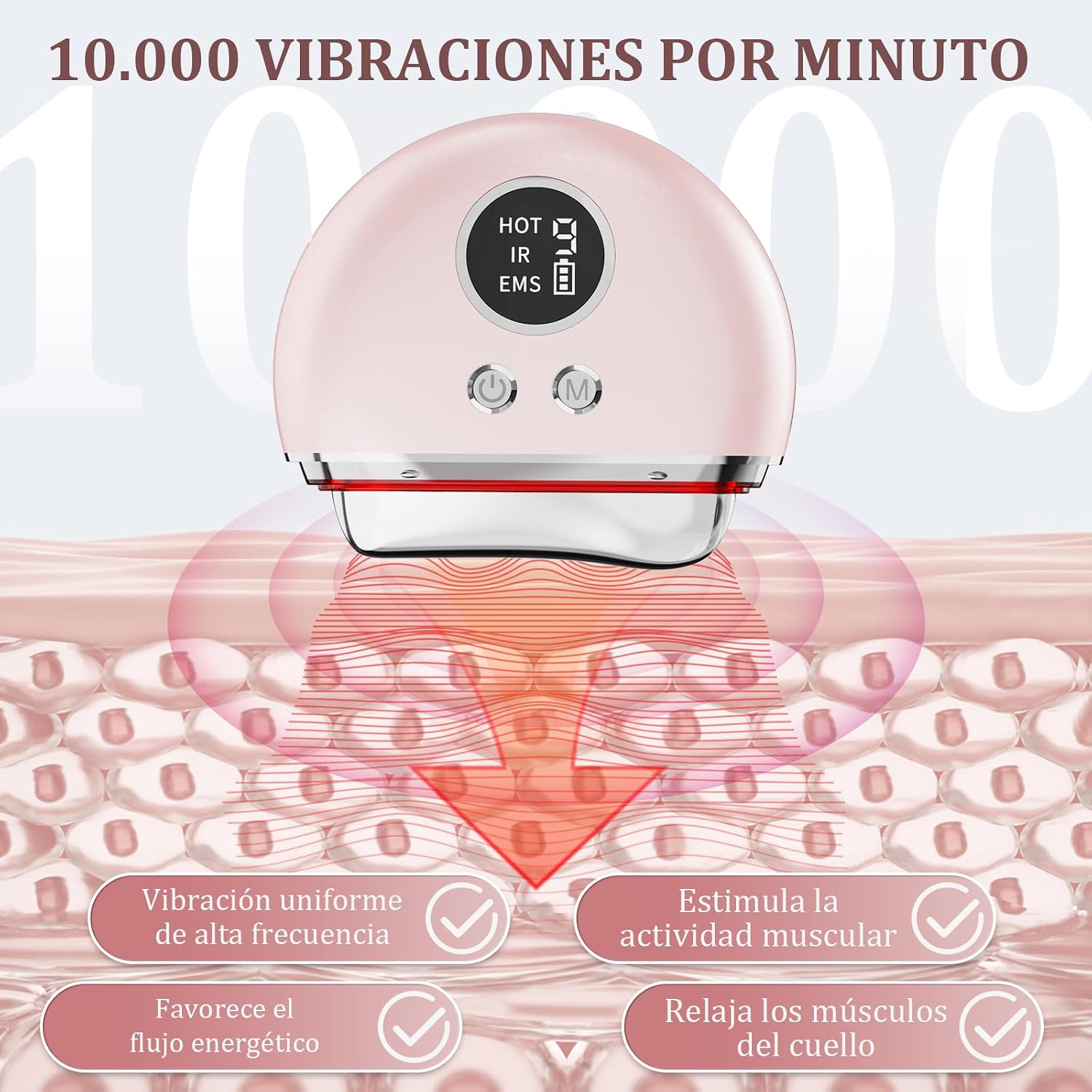 Detalle de Masajeador Facial Antiarrugas 9 niveles EMS 45℃