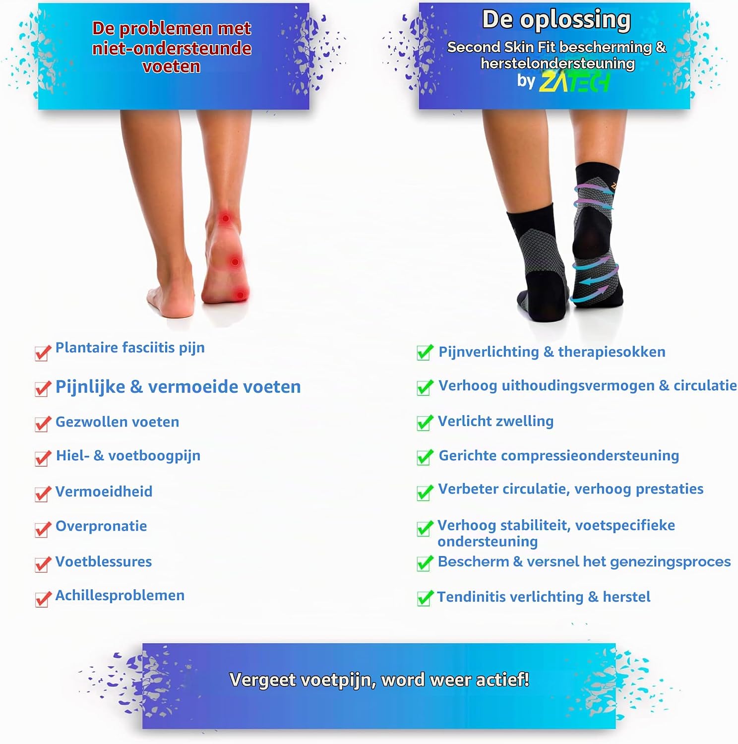 Thumbnail 4 de ZaTech ZCS-BG-L03 compressiesokken met ondersteuning voor voetboog en hiel